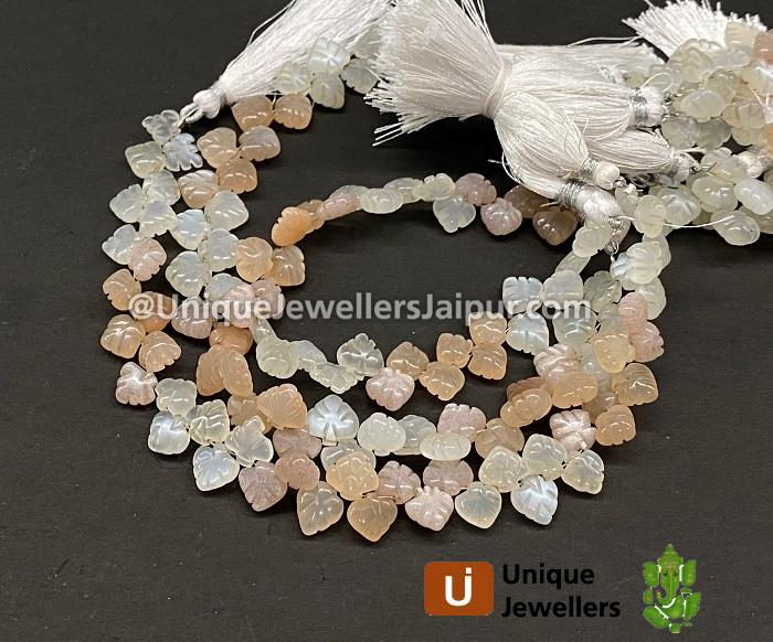 Multi Moonstone Carved Maple Leaf Beads
