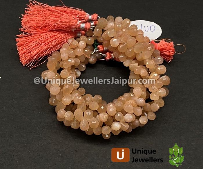 Peach Moonstone Faceted Drops Beads