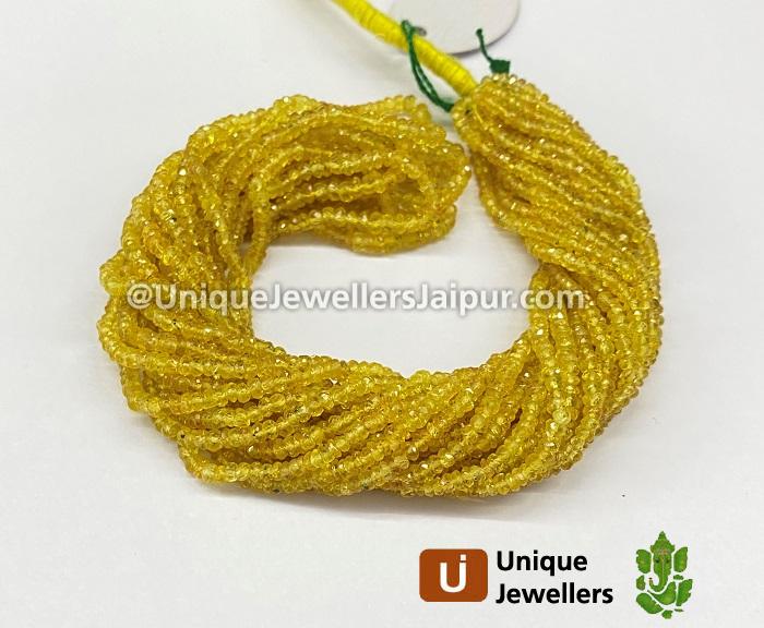 Yellow Songea Sapphire Faceted Roundelle Beads