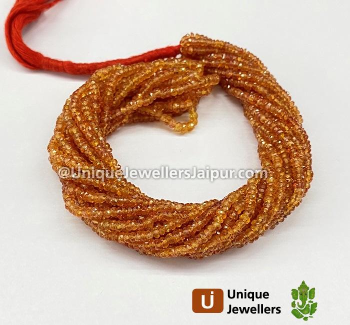 Orange Songea Sapphire Faceted Roundelle Beads