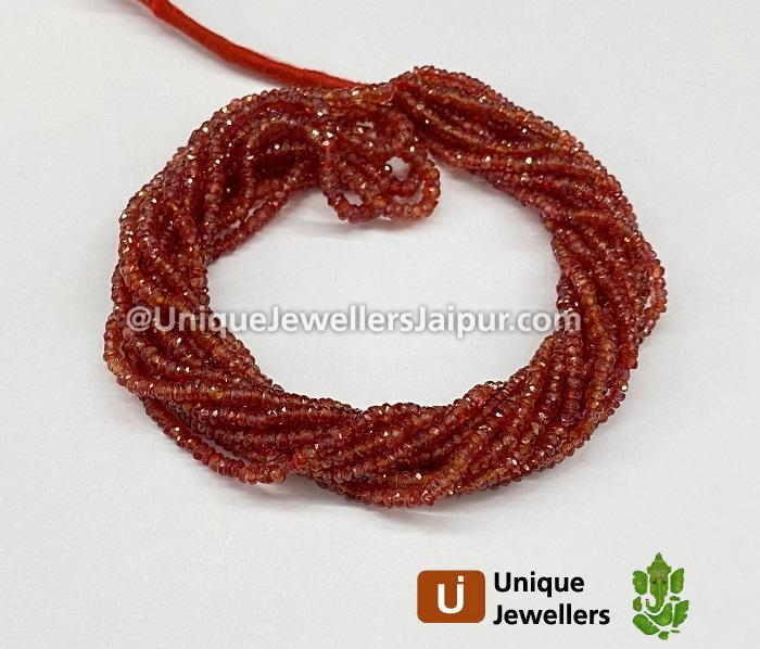 Red Padparadscha Sapphire Faceted Roundelle Beads