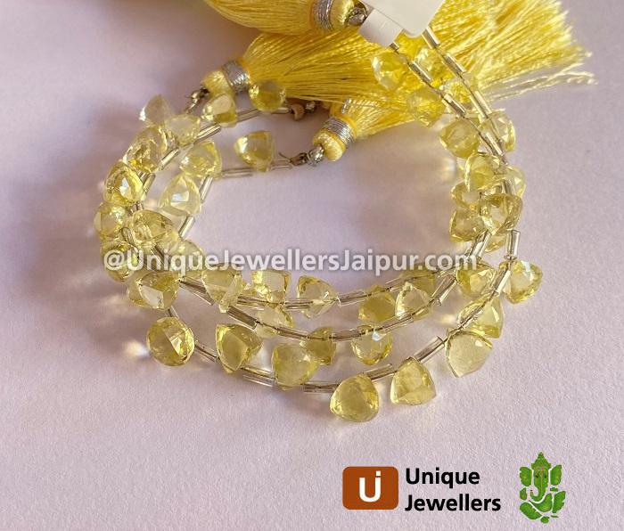 Lemon Quartz Faceted Trillion Beads