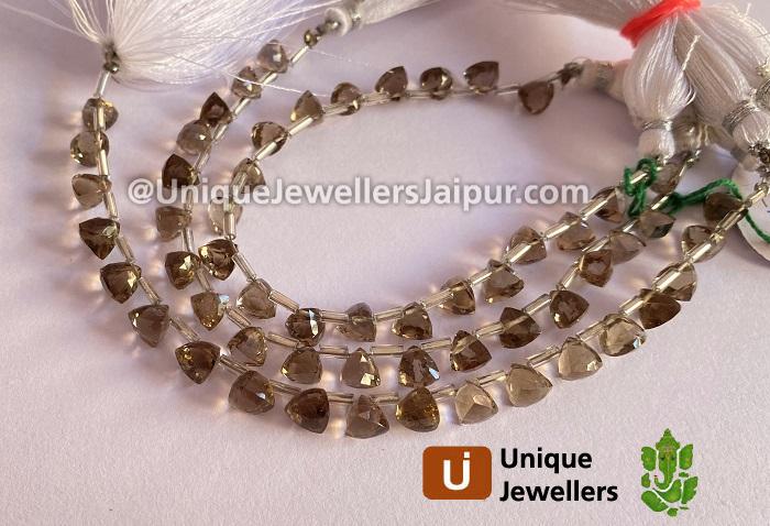 Smoky Quartz Faceted Trillion Beads