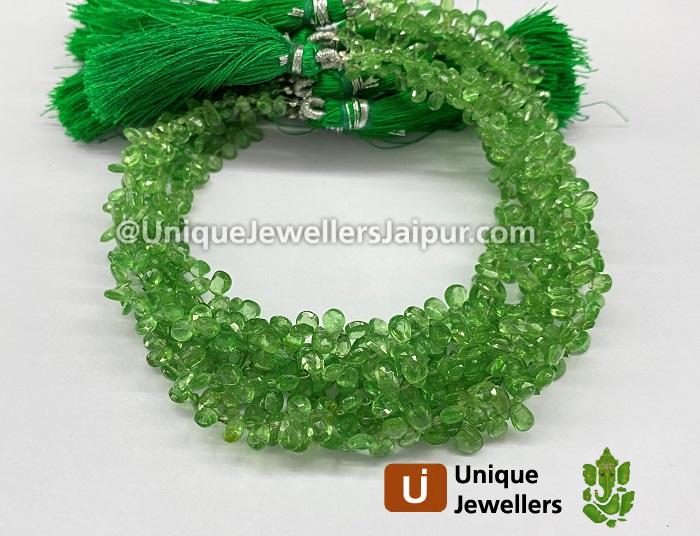 Basil Green Tsavorite Faceted Pear Beads