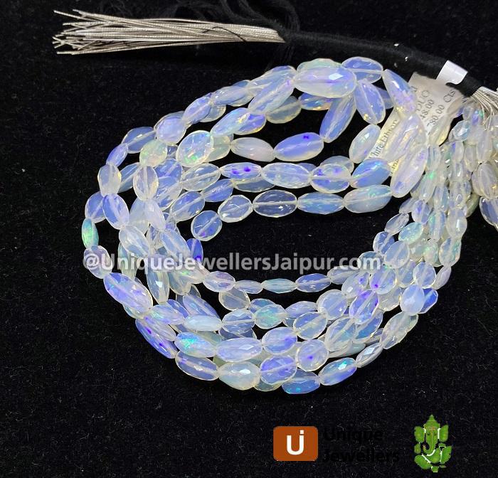 White Ethiopian Opal Faceted Nuggets Beads