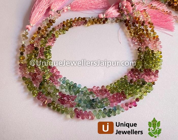 Tourmaline Faceted Drops Beads