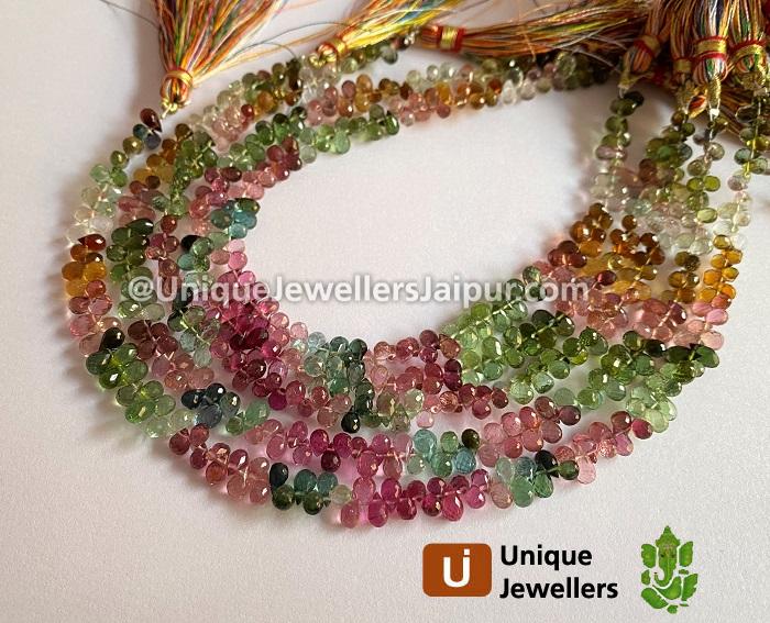 Tourmaline Faceted Drops Beads