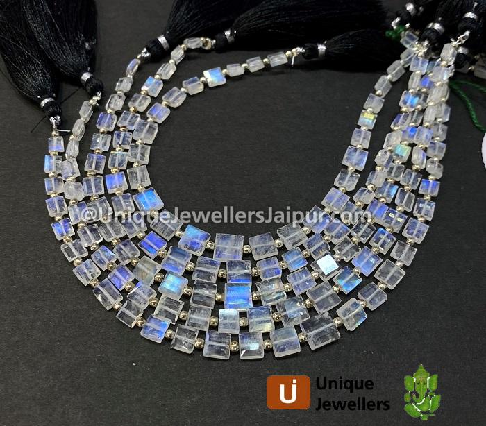 Rainbow Moonstone Cut Square Beads