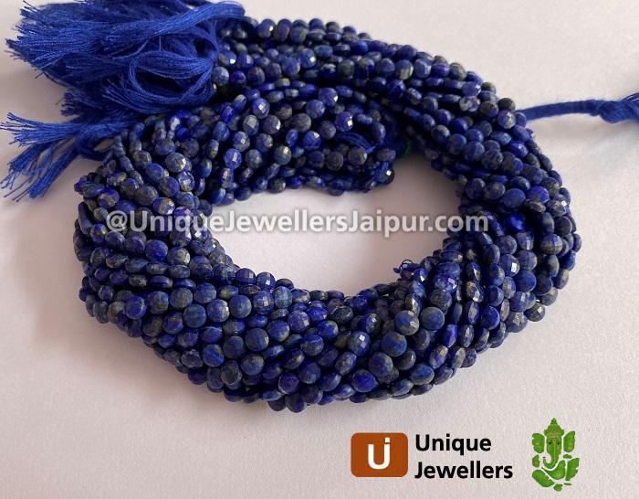 Lapis Faceted Coin Beads