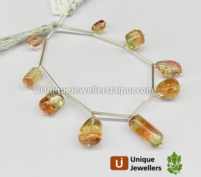 Bi Color Tourmaline Smooth Nugget Beads