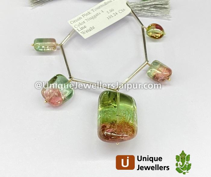 Bi Color Tourmaline Smooth Nugget Beads