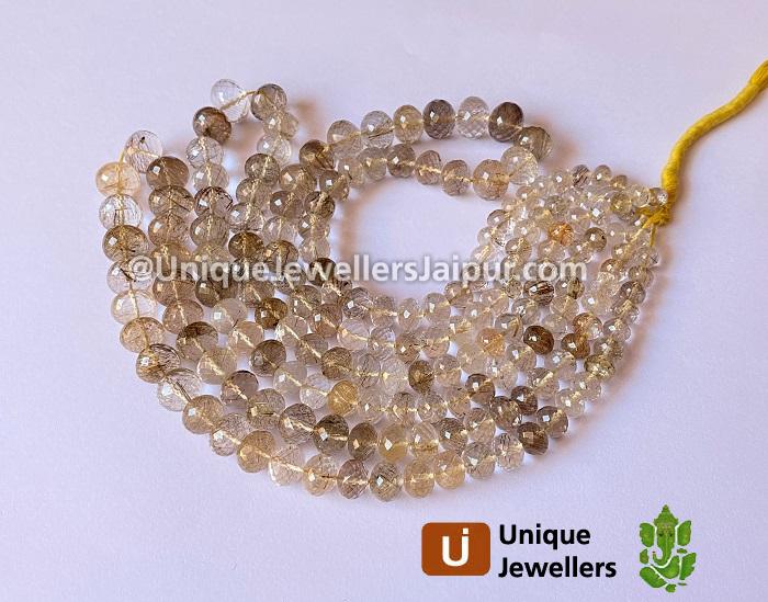 Golden Rutail Far Faceted Roundelle Beads