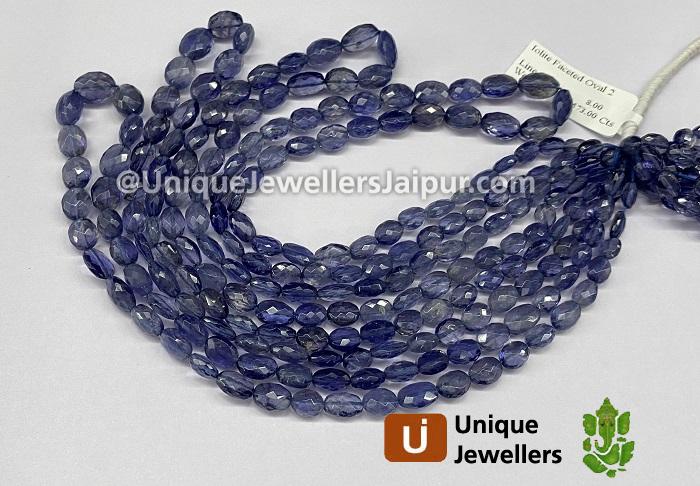 Iolite Faceted Oval Beads