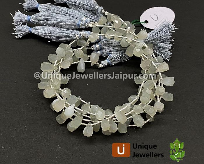 Off White Moonstone Fancy Cut Drops Beads