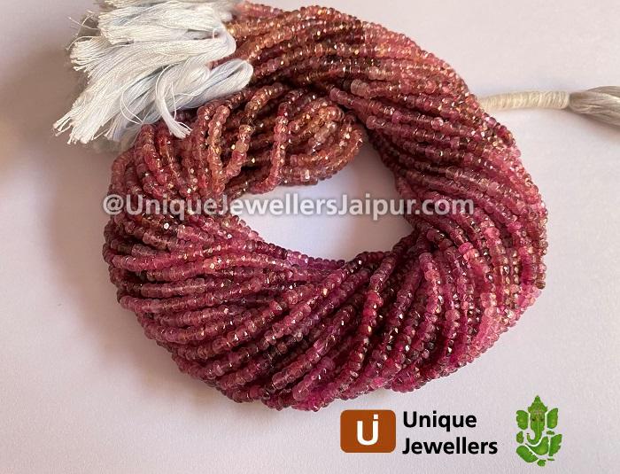 Pink Tourmaline Shaded Faceted Roundelle Beads