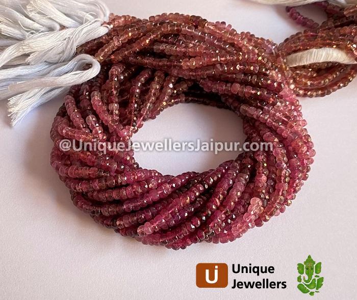 Pink Tourmaline Shaded Faceted Roundelle Beads