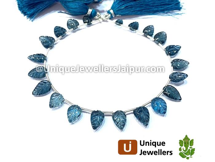 London Blue Topaz Carved Maple Leaf Beads