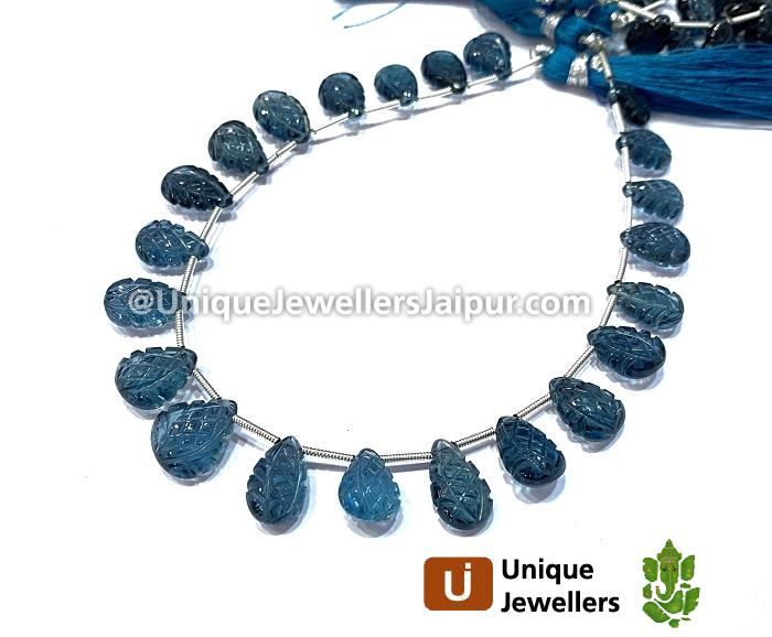 London Blue Topaz Carved Crown Pear Beads