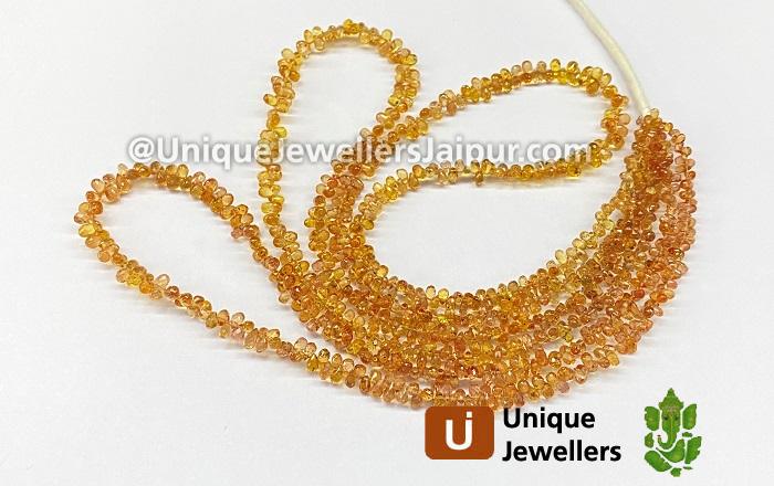 Moss Orange Songea Sapphire Faceted Drops Beads