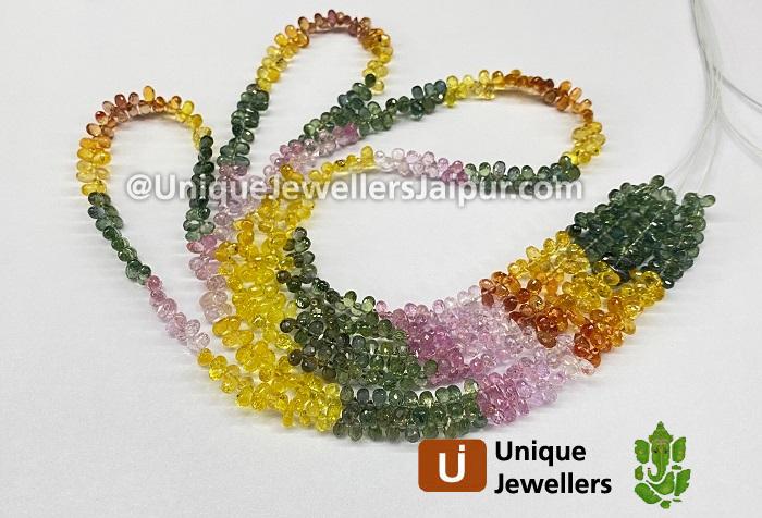 Natural Multi Sapphire Faceted Drops Beads
