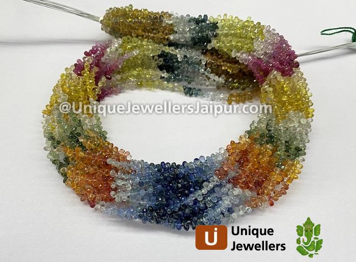 Multi Sapphire Faceted Drops Beads
