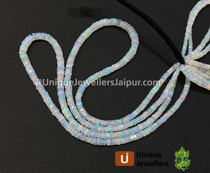 White Ethiopian Opal Fancy Smooth Bolt Beads