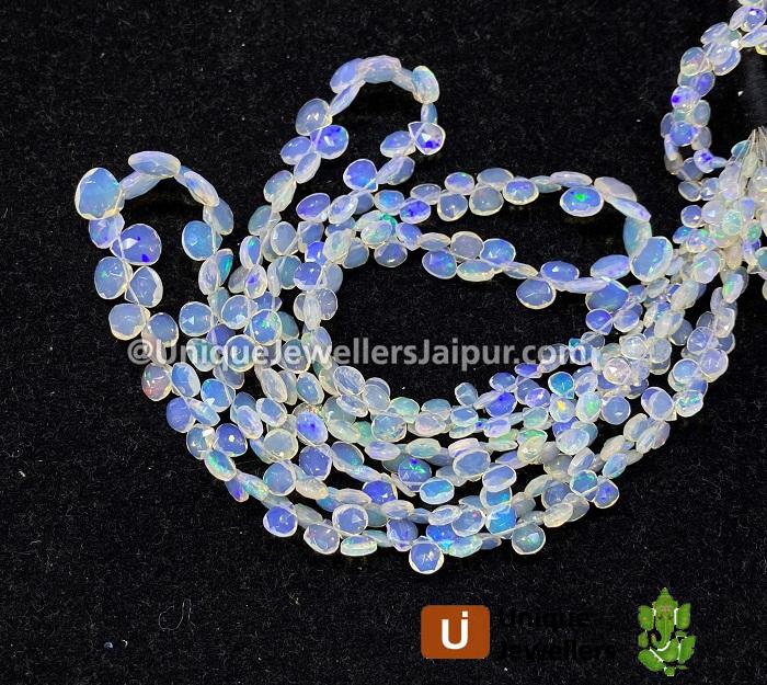 Off White Ethiopian Opal Faceted Heart Beads