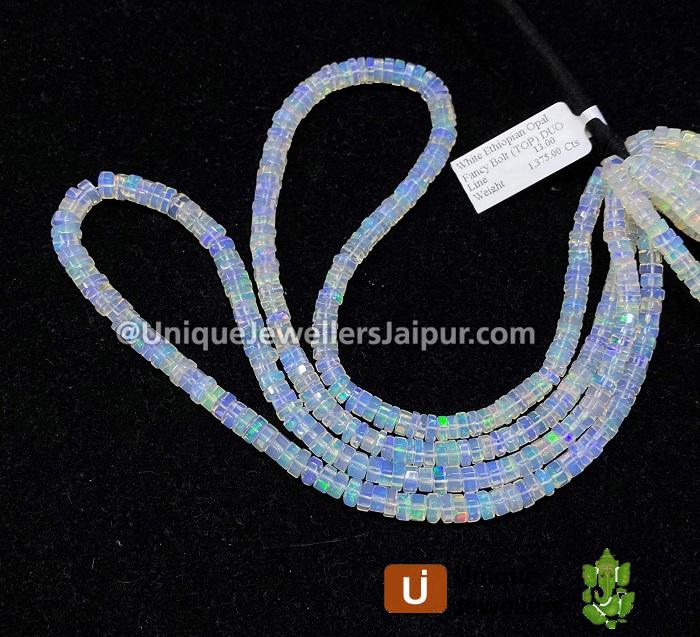 White Ethiopian Opal Fancy Smooth Bolt Beads