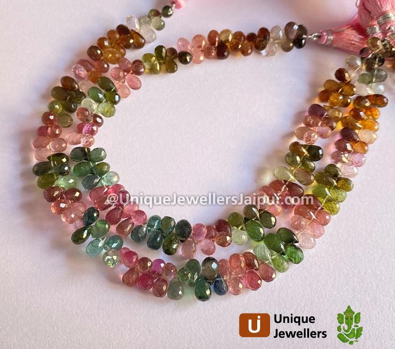 Tourmaline Faceted Drops Beads