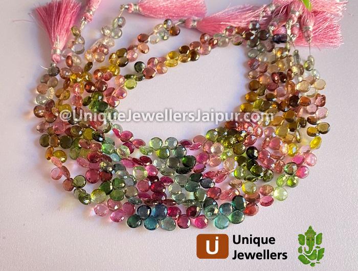 Tourmaline Faceted Heart Beads