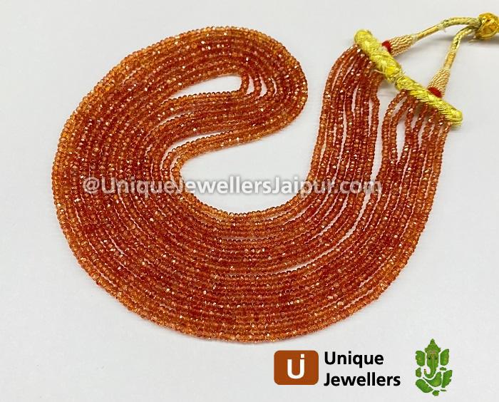 Orange Songea Sapphire Faceted Roundelle Beads