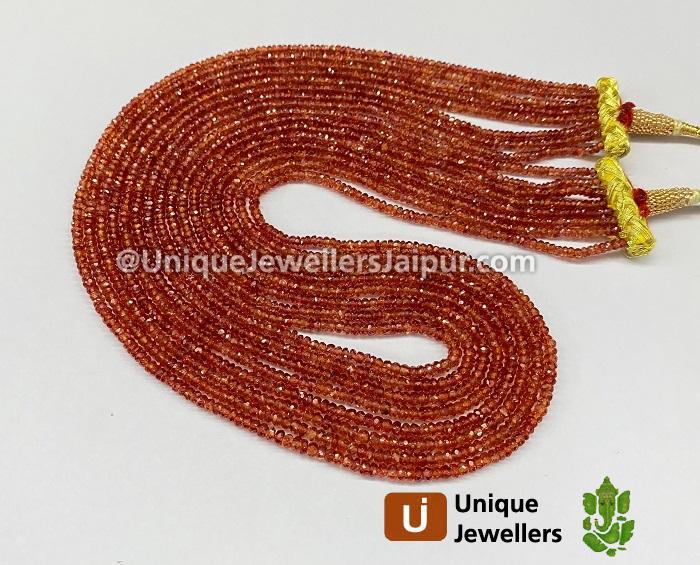 Reddish Orange Songea Sapphire Faceted Roundelle Beads