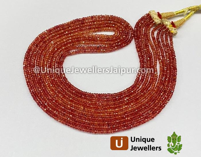 Reddish Orange Songea Sapphire Faceted Roundelle Beads