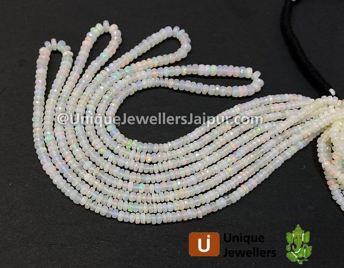 White Ethiopian Opal Faceted Roundelle Beads