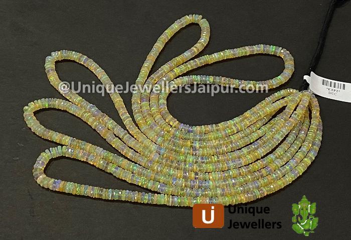 Orange Ethiopian Opal Faceted Tyre Beads