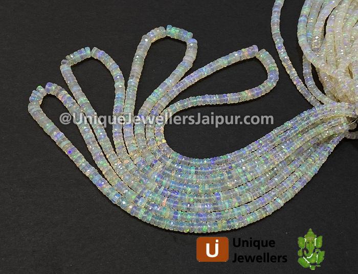 Off White Ethiopian Opal Faceted Tyre Beads