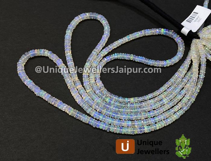 White Ethiopian Opal Faceted Tyre Beads