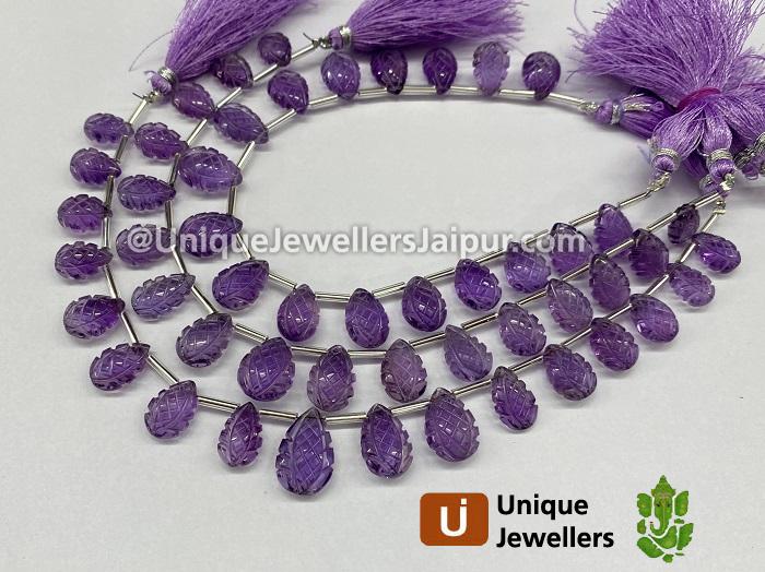 Amethyst Crown Carved Pear Beads