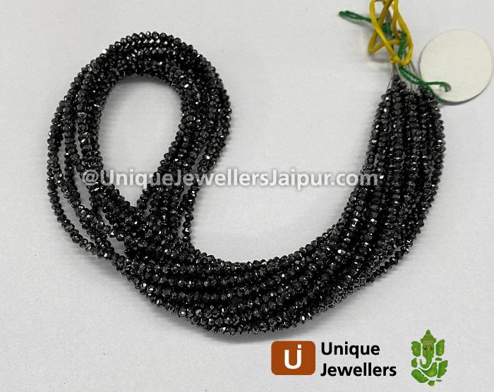 Black Diamond Faceted Roundelle Beads