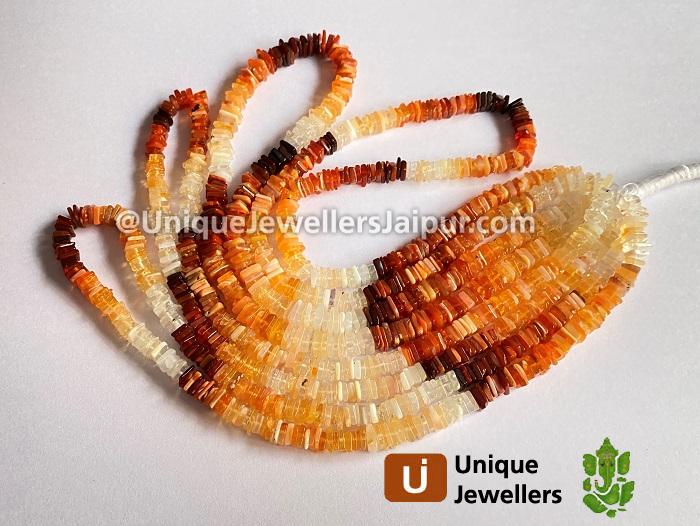 Fire Opal Smooth Heishi Square Beads