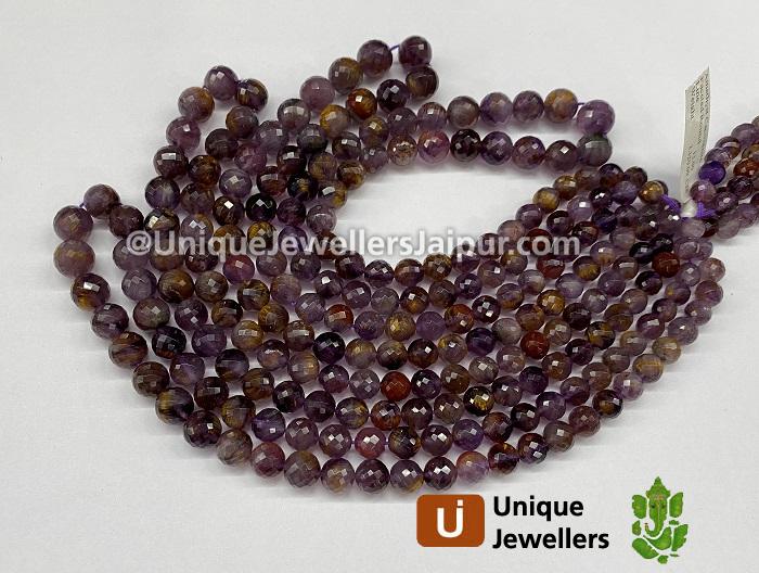 Amethyst Cacoxenite Faceted Round Beads