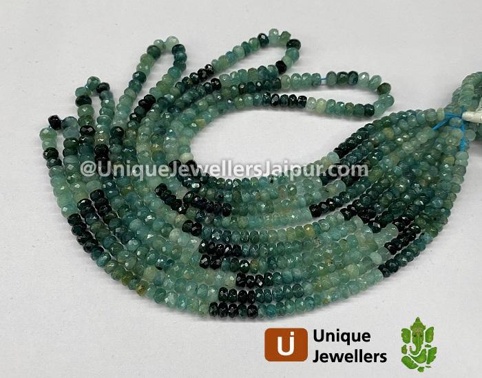 Grandidierite Shaded Faceted Roundelle Beads