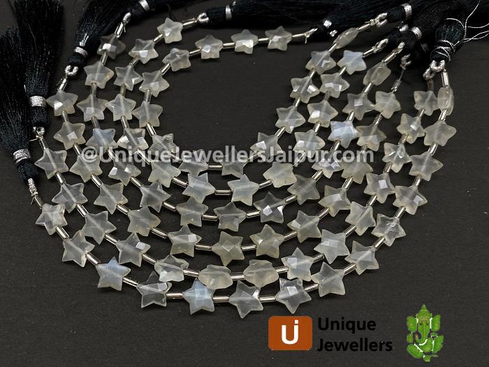 White Moonstone Faceted Star Beads