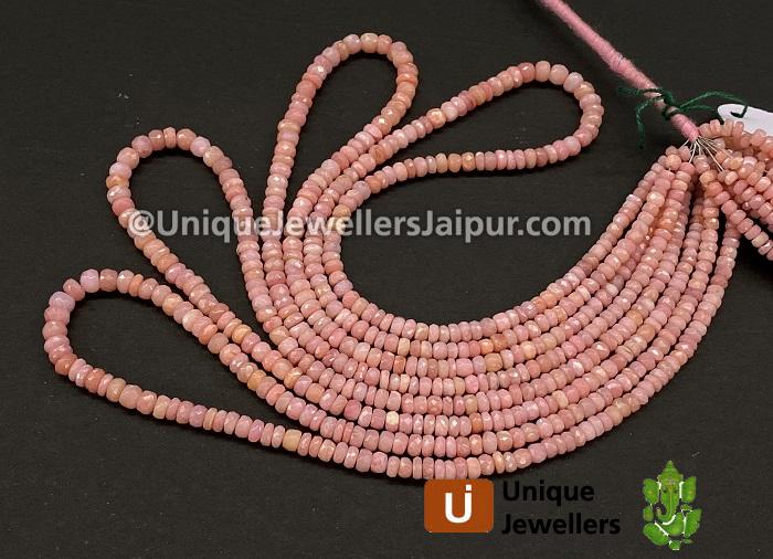 Pink Opal Faceted Roundelle Beads