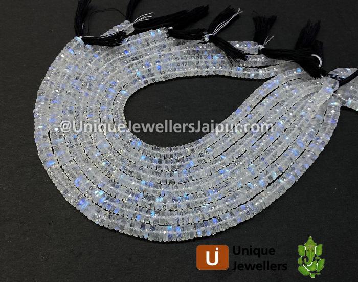 Rainbow Moonstone Faceted Tyre Beads