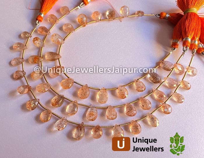 Sunstone Faceted Pear Beads