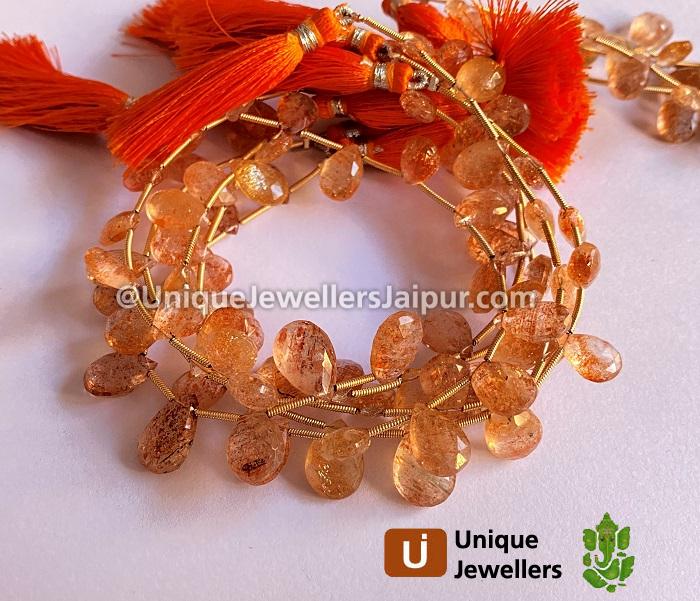 Sunstone Faceted Pear Beads