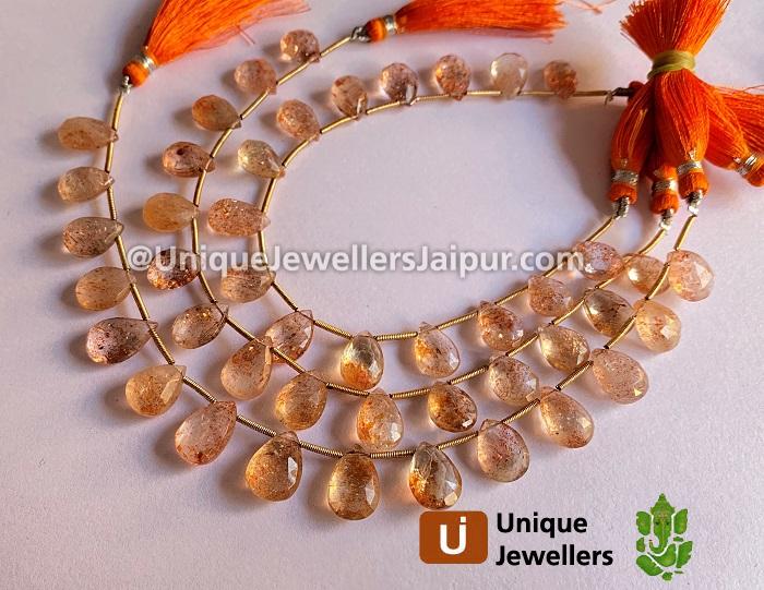 Sunstone Faceted Pear Beads