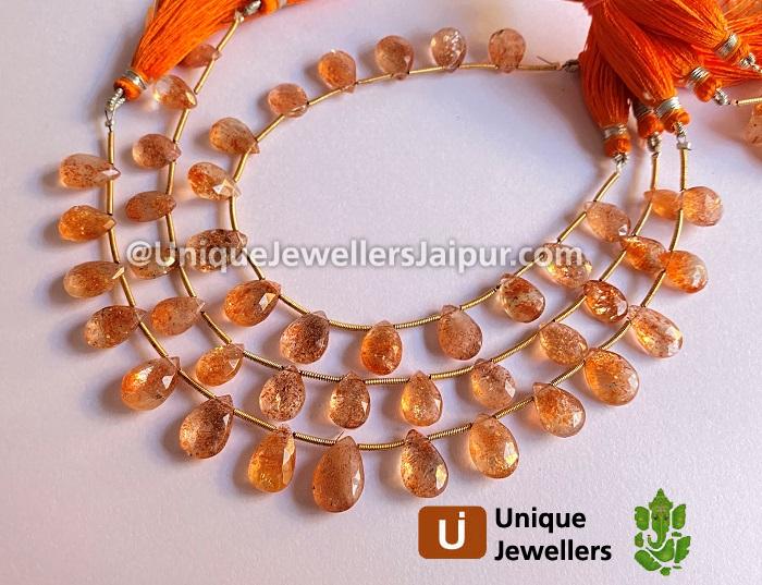 Sunstone Faceted Pear Beads