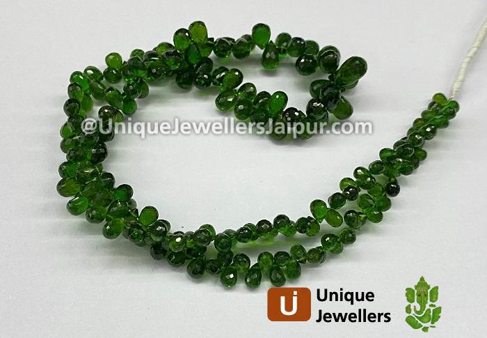 Chrome Diopside Faceted Drops Beads